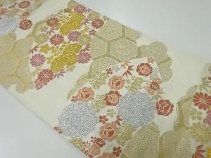 アンティーク　地紙に菊桐・亀甲繋ぎ模様織出し袋帯（材料）